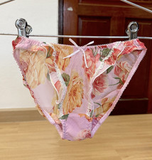 Vintage Sheer Light Polyester Panty Hi Cut Sissy Bikini Sz.5 White Lace Bikini