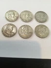 Franklin Silver Half Dollar Lot of 6: 1951 1951 1952 1953 1962 1963