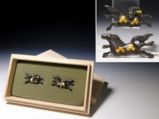 Running Horses Design Kinko  Menuki Edo original tsuba antique
