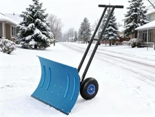 Extra-Large 29" Snow Pusher Shovel Double Rod with 5 Level Adjustable Handle