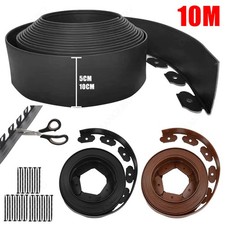 BLACK BROWN Effortless Garden Edging Lawn Border Set of 10m, H50/100mm w/ Pegs
