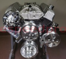 Sbc 350 V-belt Pulley Bracket Kit Power Steering Long Water Pump Alternator