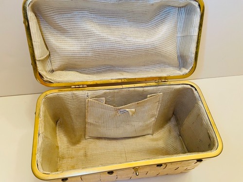 Vintage 1950-60s Handbag Box Purse by Gaymode Coated Wicker Natural Color - Picture 15 of 16