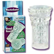 Sue Johansons Head Honcho Clear Stroker male masturbator See Thru Sex Toy