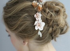 Bridal gold/champagne crystal hair comb