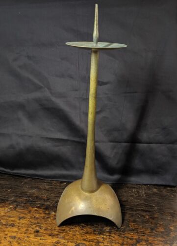 Vintage Tall Brass Candle Holder Atomic Mid Century Modern MCM 1960 Modernist - Picture 2 of 11