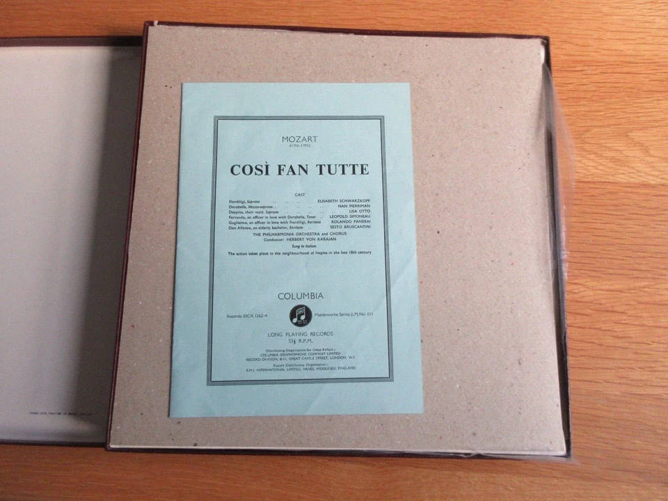 Mozart COSI FAN TUTTE Schwarzkopf Karajan 3LP Col Box Set 33CX1262 NEAR MINT - Image 3 of 4