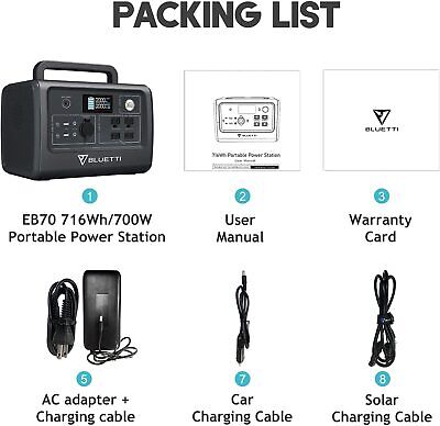 BLUETTI EB70S 800W/716Wh Power Station Camping Power Phone BLUETTI EB70S 800W/716Wh Power Station Camping Power Phone