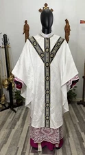WHITE MARIAN VESTMENT CHASUBLE & STOLE