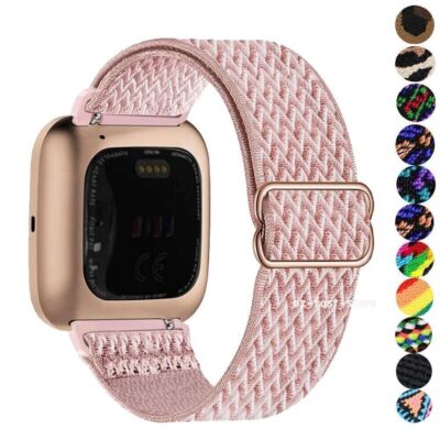 Nylon Strap Fabric Elastic Band Stretchable Watchband For Fitbit Versa 4/3 Sence