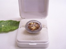 925er STERLINGSILBER RING "ONLY YOU" ZIRKONIA (COGNACFARBEN) GR.: 55 / 17,5
