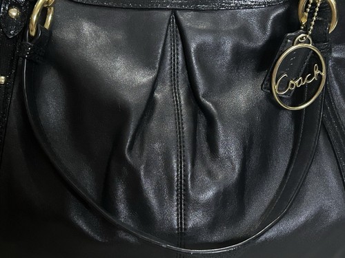 Vintage Coach Shoulder Satchel Style Alexandra Python Black Chain Leather Large - Picture 7 of 15