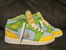 Nike Air Jordan 1 Mid Glacier Ice Blue Youth Size 5