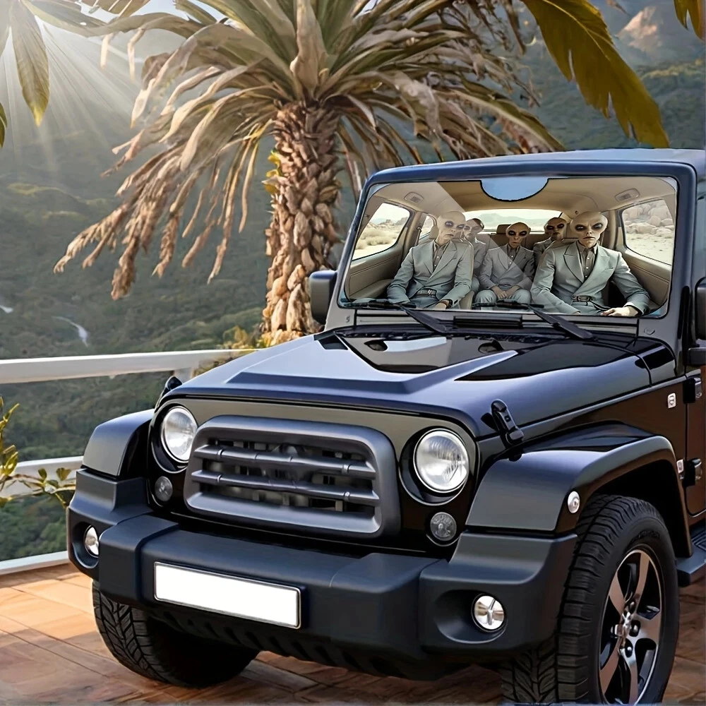 Alien Car Sunshade - Foldable UV Ray Blocker for Animals