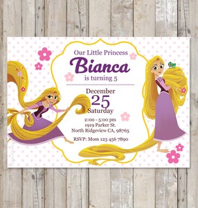 Disney Tangled Invitation Rapunzel Birthday 25pcs Invite Printed