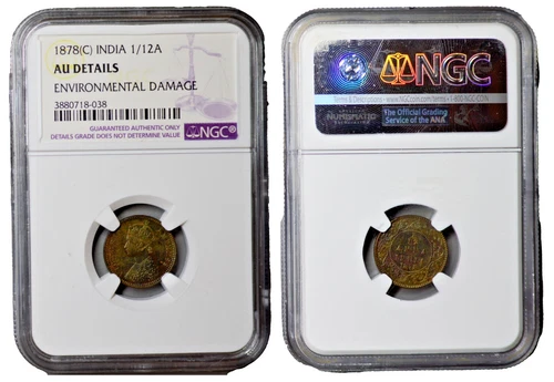 British India 1878 (C) 1/12 Anna NGC UNC Details