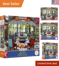 Relaxing 300-Piece Lake Cabin Jigsaw Puzzle - Perfect for Family Game Nights