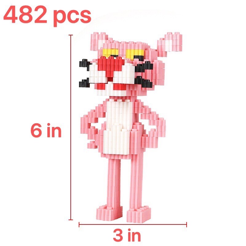 482pcs Pink Panther Mini Building Blocks Intellectual Game Gift