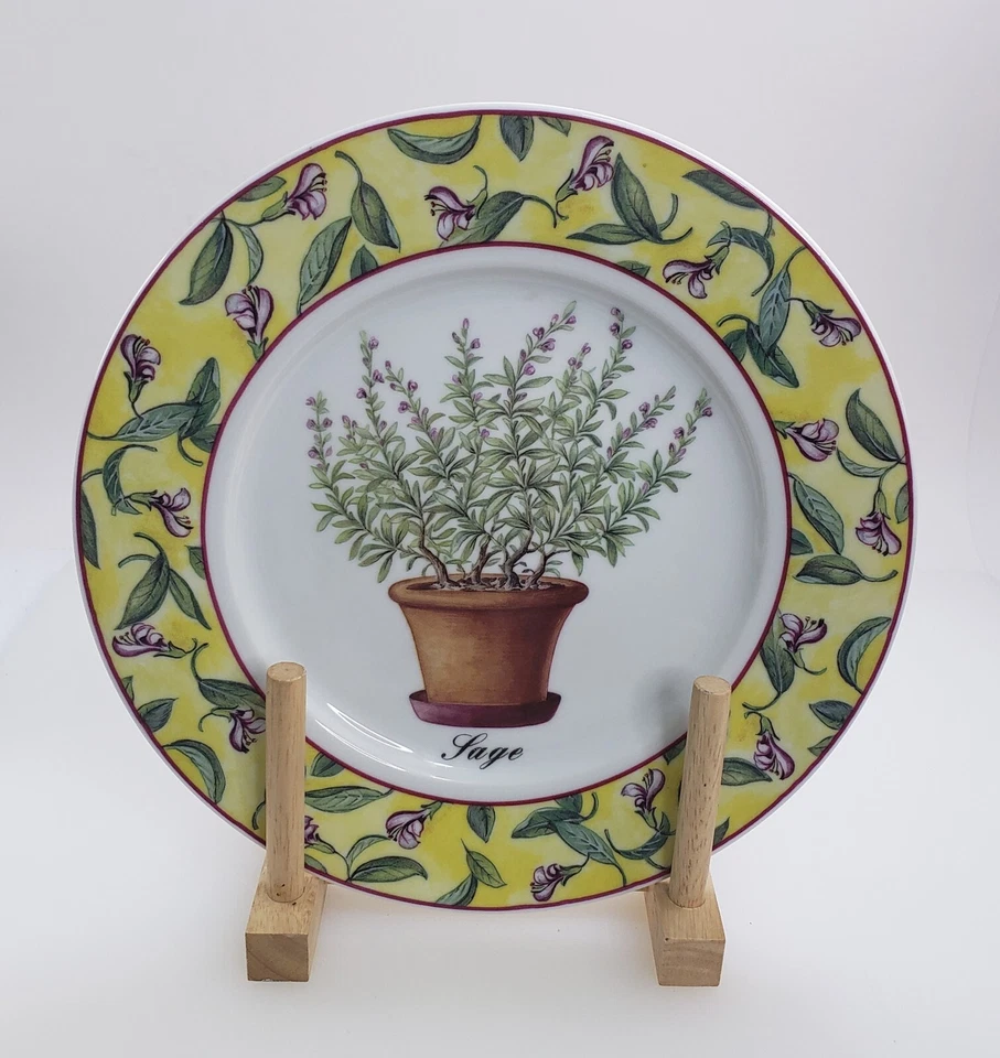 2x Godinger Limoges Hierba Plato de Cena Salvia Albahaca Casa Francesa 10" NUEVO Foto 3 de 4