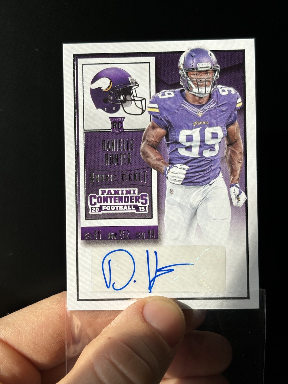 2015 Panini Contenders Rookie Ticket Danielle Hunter Auto #132 RC Vikings Texans