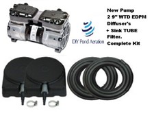Pro Grade 3/4hp 220v Lake Fish Pond Aerator 2-9" EPDM Diffusers 100' SINK TUBE