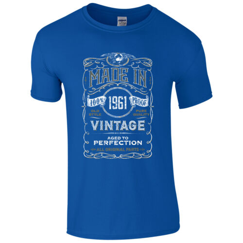 Made in 1961 T-Shirt Born 64th Year Birthday Age Present Vintage Funny Mens Gift - Picture 5 of 8