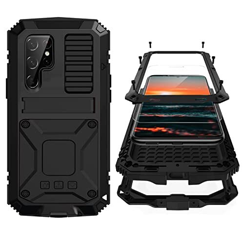 Samsung S22 Ultra Metal Case with Screen Protector Camera Protector Military ...