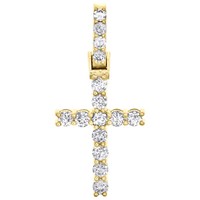 10K Gelbgold Zacken Set 1 Reihen Solitaire Diamant Kreuz AnhäNger 0.92 Karat