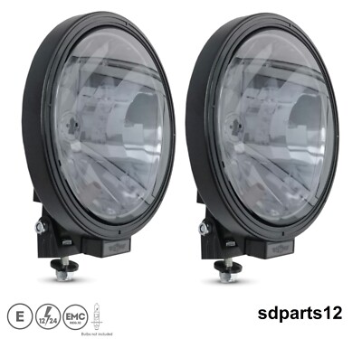 2 Höhepunkt Halogenstrahler 12V 24V Rauch Rund Projektor Lang Tragend+Nachlicht
