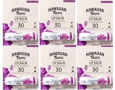 Hawaiian Tropic Tropical Lip Balm SPF 30, 0.14 oz - 6 Pack