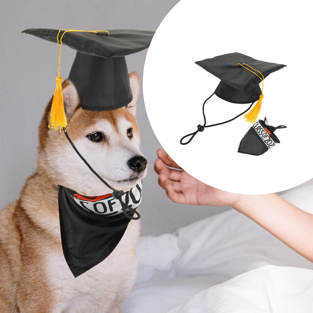 2 Set Cap for Dogs Decorative Hat Kit Graduation Saliva Towel Pet Caps and Gown eBay
