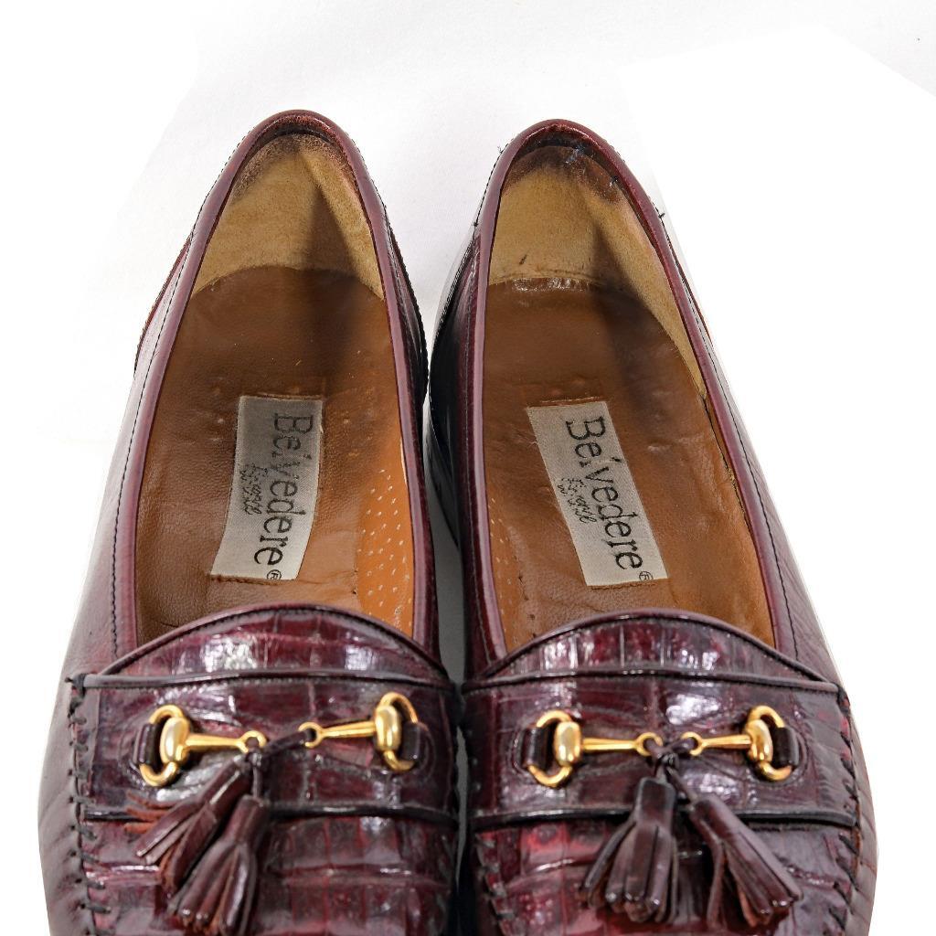 BELVEDERE Florence Sz 10.5 M Crocodile Tassel Loafers Shoes  display picture 2
