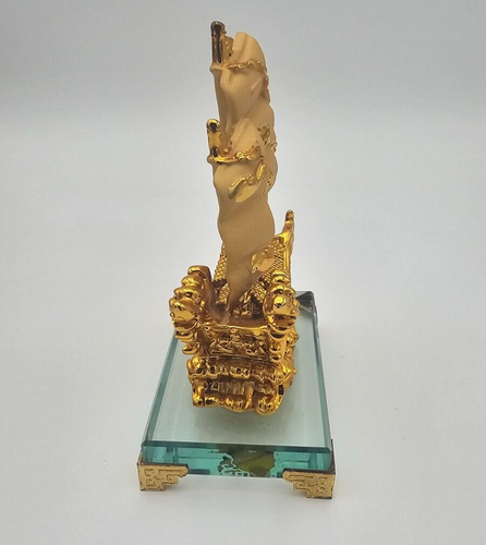 Feng Shui Fortune Prosperity Gold Sailing Ship Home Office Decor - Picture 2 of 6