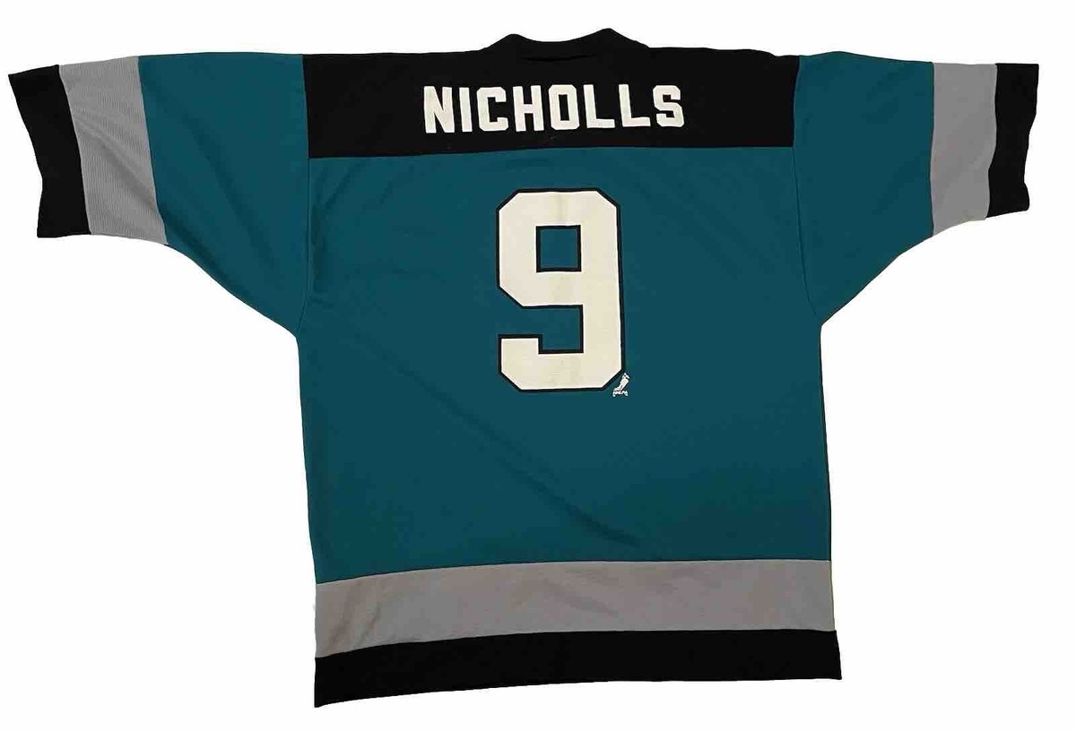 San Jose Sharks Nicholls Vintage Jersey Tshirt Size Large Logo 7