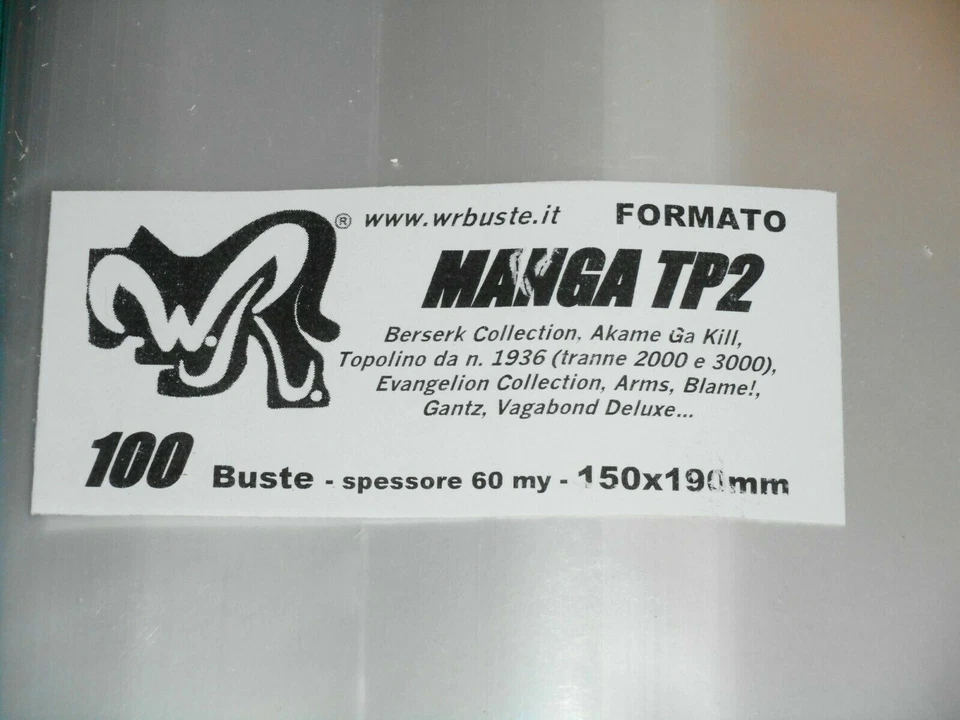 100 BUSTE WR "MANGA TP2" 150x190 mm Berkerk collect Arms Blame Topolino dal 1936