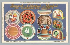 The O-P Craft Co. Plateware Sandusky Ohio Vintage Linen Advertising Postcard 40s
