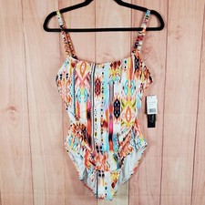La Blanca Womens One Piece Swimsuit 14 Multicolor Desert Dreams Printed Lined
