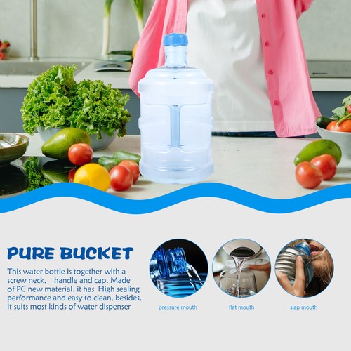 5 Liters Pure Bucket Polycarbonate Water Jug Reusable Large Portable - Picture 4 of 12