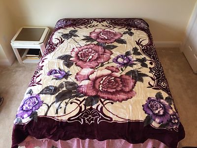 Korean Mink Blanket - Queen - Flower Design - Apple Brand