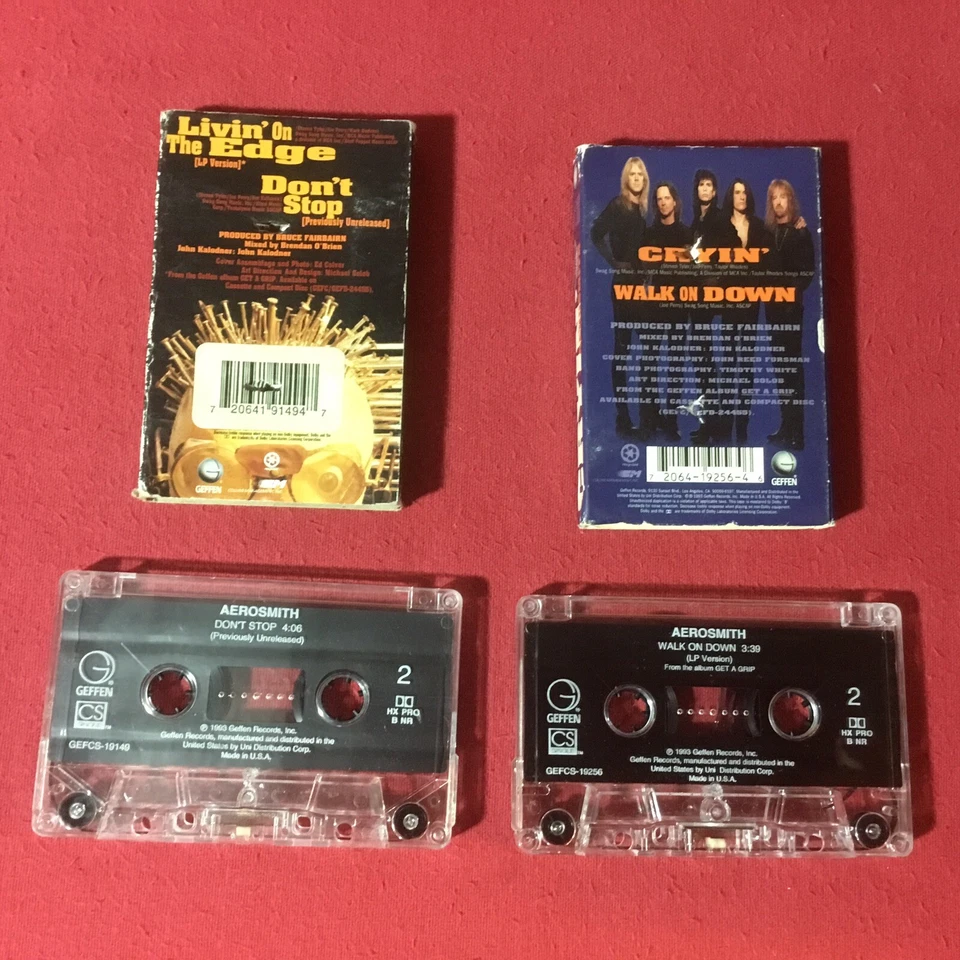 (2) Aerosmith *Cassette Singles: (Cryin) - {Livin' On The Edge} #EX+ copies - Image 2 of 3