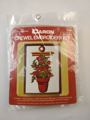 Kit Broderie Caron Tomates Cerises – Vintage 1975, Complet, Neuf, Made In USA
