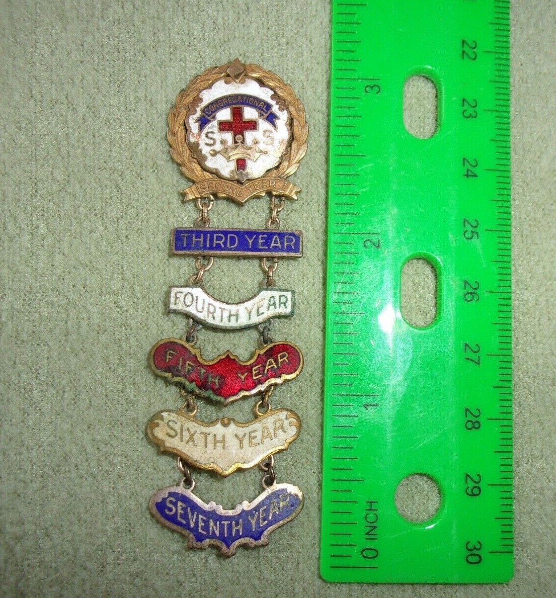Vintage Congregational Enameled Pin Church Clergy member 7 yrs