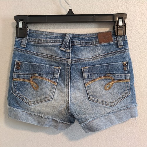 Justice Jeans Blue Denim Shorts Girls 10 S Slim Rolled Cuff - Picture 5 of 5