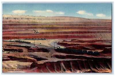c1940's Hull Rust Mine Hibbing Diesel Locomotive Ore Train Minnesota MN Postcard