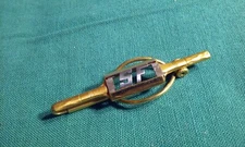 Vintage Gold-Tone Swank-Klip Fancy Tie Bar Clip w/ Cut-Out Initials "SF"