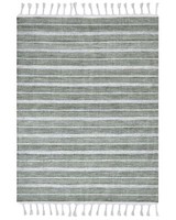 Outdoor Teppich Matte GrüN / Weiß Mit Fransen 160X230 Cm Streifen Modern Bademli