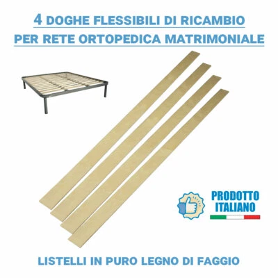 COMPRARREDO 4 Doghe di ricambio rete matrimoniale 160x190 legno di faggio flessibili 159cm