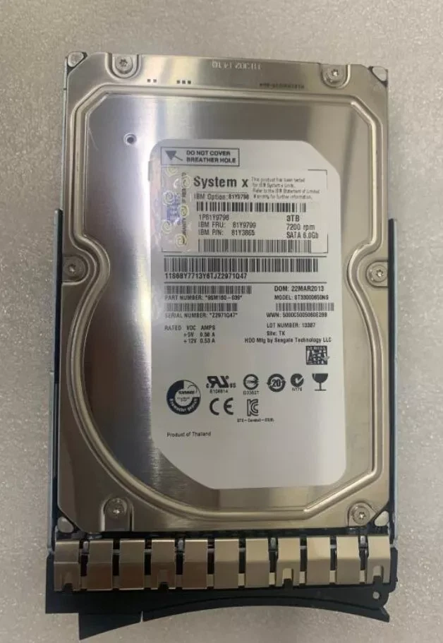 NEW For 81Y9799 81Y9798 81Y3865 IBM 3TB 7.2K 6Gb/s 3.5" SATA Hard Drive - Image 2 of 4