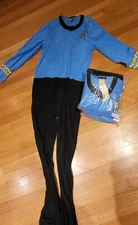 Mens Star Trek Union Suit Pajamas Costume Footed Blue Science Mr. Spock Pajama