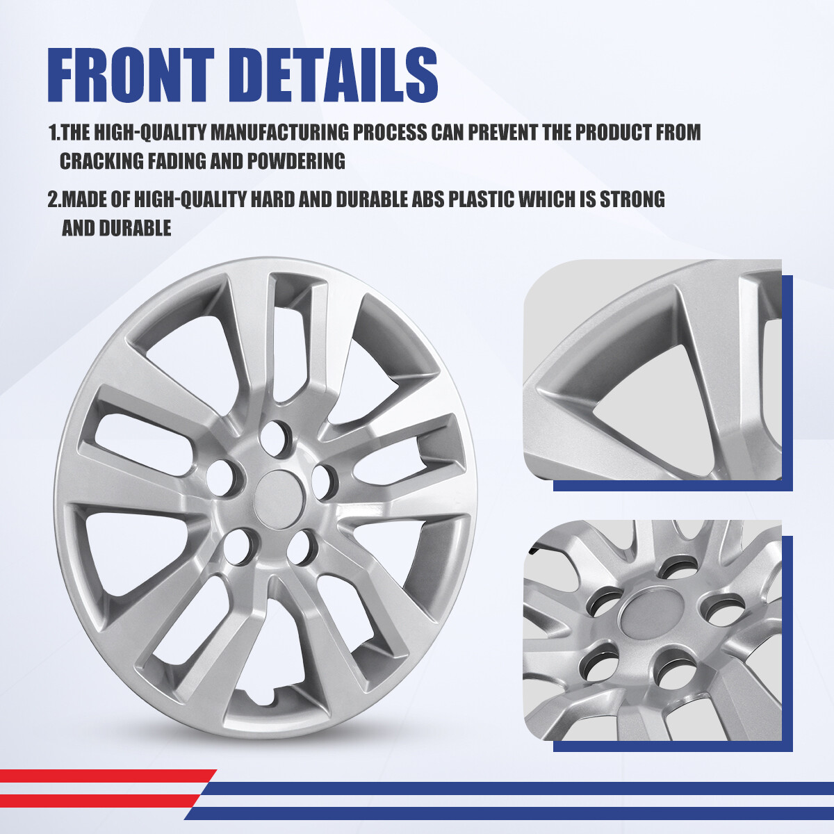 4-Pack 16-Inch Chrome Hubcaps For 2013-2018 Nissan Altima Sedan - Snap-On ABS Wheel Covers For Steel Wheels - View #4